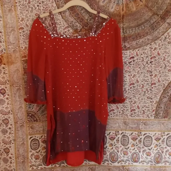 Rust And Purple Tye Dyed Tunic - Picture 3 of 9